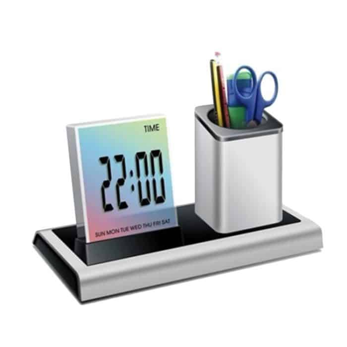 288A Multifunktionale Bunte Kalender/Temperatur Display LED Wecker Mit Stift Halter – Bild 2