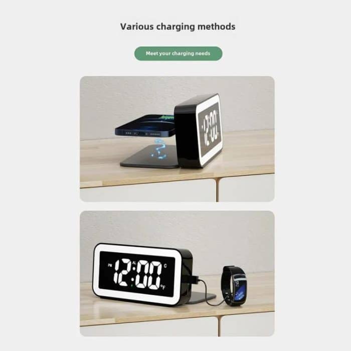 S281A LED-Atmosphärenlicht-Kalender-/Temperaturanzeige-Uhr mit kabelloser Ladefunktion – Bild 8