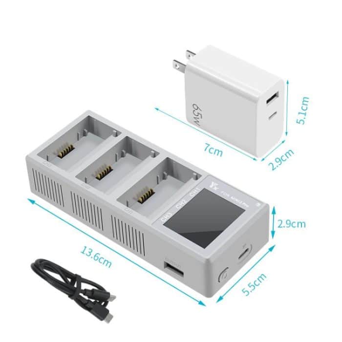 Für DJI Mini 4 Pro / Mini 3 Pro / Mini 3 YX Farbbildschirm 3-Wege-Ladegerät Batteriemanager, Without Plug, With 65W US Plug, With 65W EU Plug – Bild 11