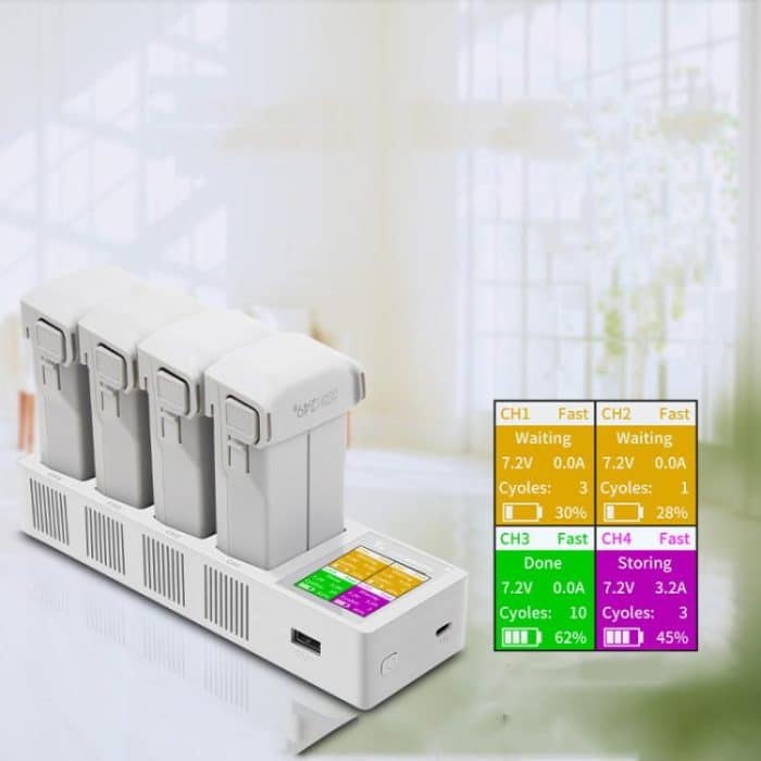 Für DJI Mini 4 Pro / Mini 3 Pro / Mini 3 YX Vier-Wege-Farbbildschirm-Ladegerät Batterie-Manager, Four-Way – Bild 2