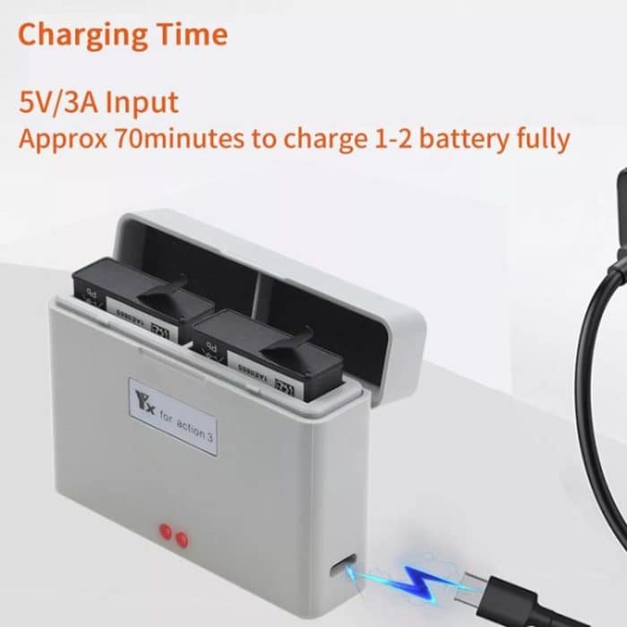 Für DJI Action 3 / Action 4 Kamera YX 2-Wege-Ladegerät Batterie-Manager, 2-Way – Bild 2