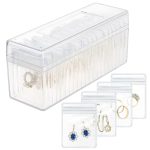 Aufbewahrungsbox für Schmuck aus Acryl + 20 Stück antioxidative PVC-Schmuckversiegelungsbeutel für Halsketten, Ohrringe, staubdichter Organizer