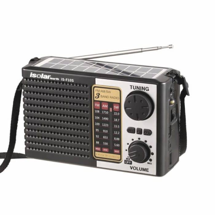 Isolariearth IS-F10S Solarbetriebener Vollband-FM/AM/SW-Radio-Bluetooth-Lautsprecher mit Taschenlampe – Bild 1