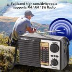 Isolariearth IS-F10S Solarbetriebener Vollband-FM/AM/SW-Radio-Bluetooth-Lautsprecher mit Taschenlampe – Bild 3