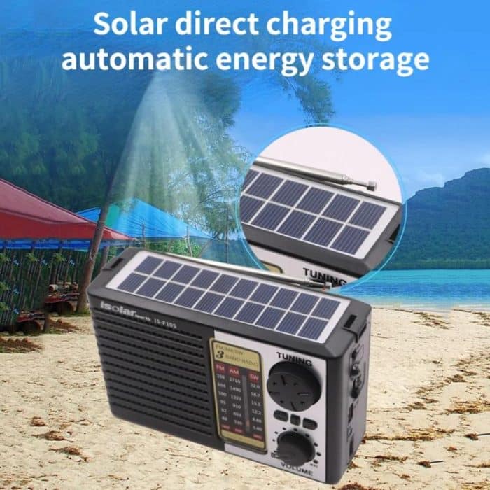 Isolariearth IS-F10S Solarbetriebener Vollband-FM/AM/SW-Radio-Bluetooth-Lautsprecher mit Taschenlampe – Bild 5