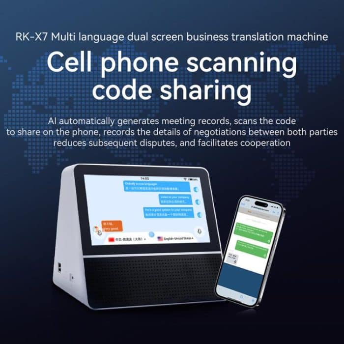X7 7-Zoll-HD-Touch-Dual-Screen 2,4/5,0 G Business Intelligenter Sprachübersetzer – Bild 9