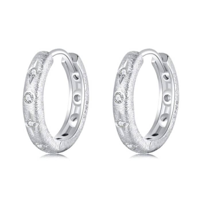 S925 Reines Weißgold plattierte Sternohrringe aus Silber – Bild 1