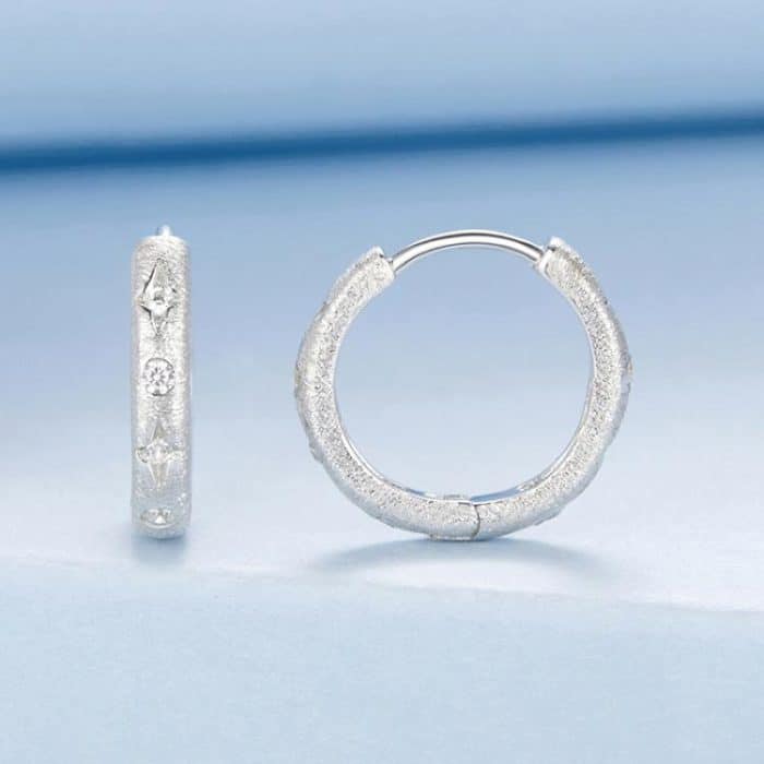 S925 Reines Weißgold plattierte Sternohrringe aus Silber – Bild 2