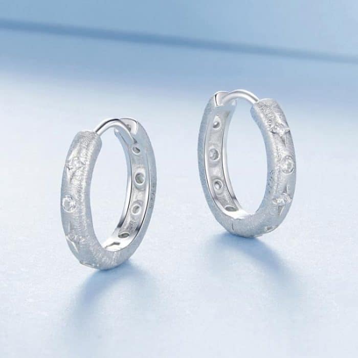 S925 Reines Weißgold plattierte Sternohrringe aus Silber – Bild 3