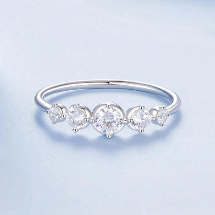 BSR620 S925 Sterling Silber Platinierter glänzender Zirkon Ring – Bild 2