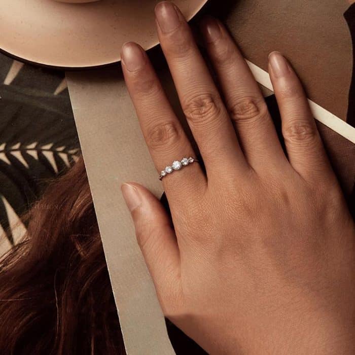 BSR620 S925 Sterling Silber Platinierter glänzender Zirkon Ring – Bild 5