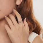 BSR621 S925 Sterling Silber Platinierter glänzender Zirkon Doppelschichtiger X-förmiger Ring – Bild 7