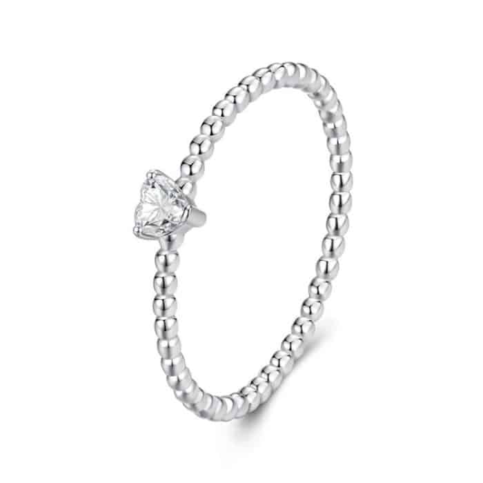 MSR063 S925 Sterling Silber Herz Moissanit Ring – Bild 1