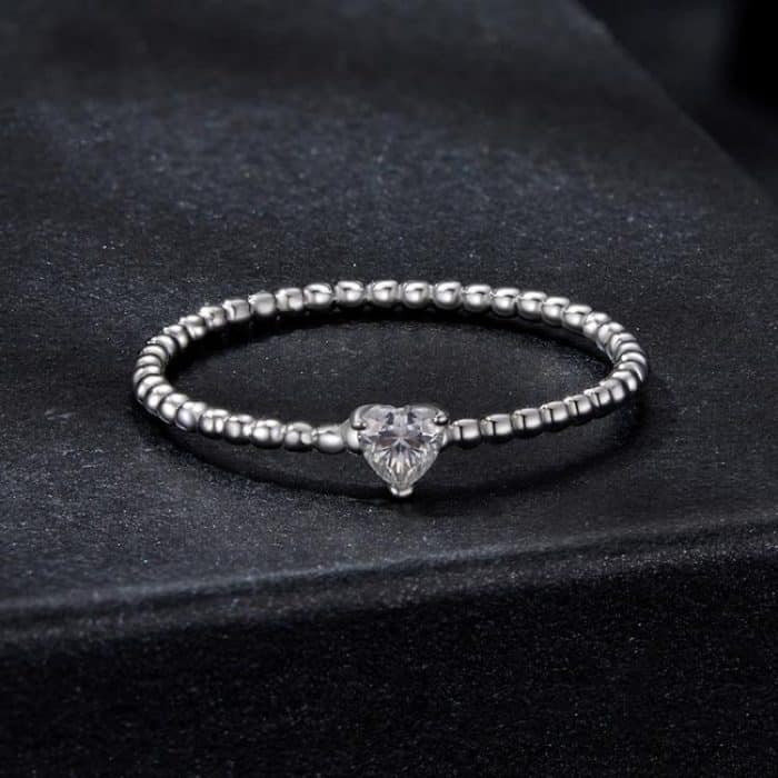 MSR063 S925 Sterling Silber Herz Moissanit Ring – Bild 2