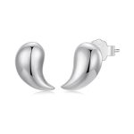 BSE1124 S925 Sterling Silber Metall glänzend Komma Form Ohrringe