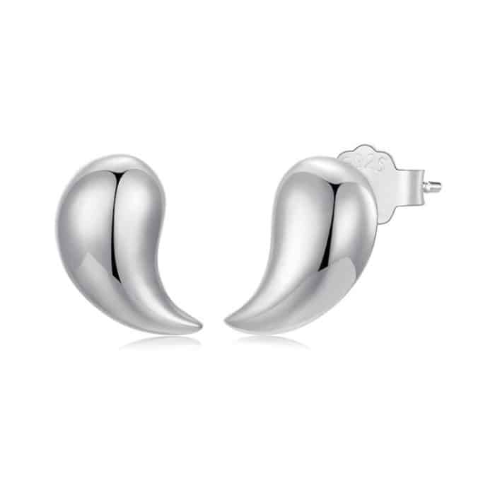BSE1124 S925 Sterling Silber Metall glänzend Komma Form Ohrringe – Bild 1