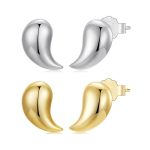 BSE1124 S925 Sterling Silber Metall glänzend Komma Form Ohrringe – Bild 2