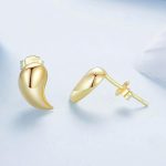 BSE1124 S925 Sterling Silber Metall glänzend Komma Form Ohrringe – Bild 4