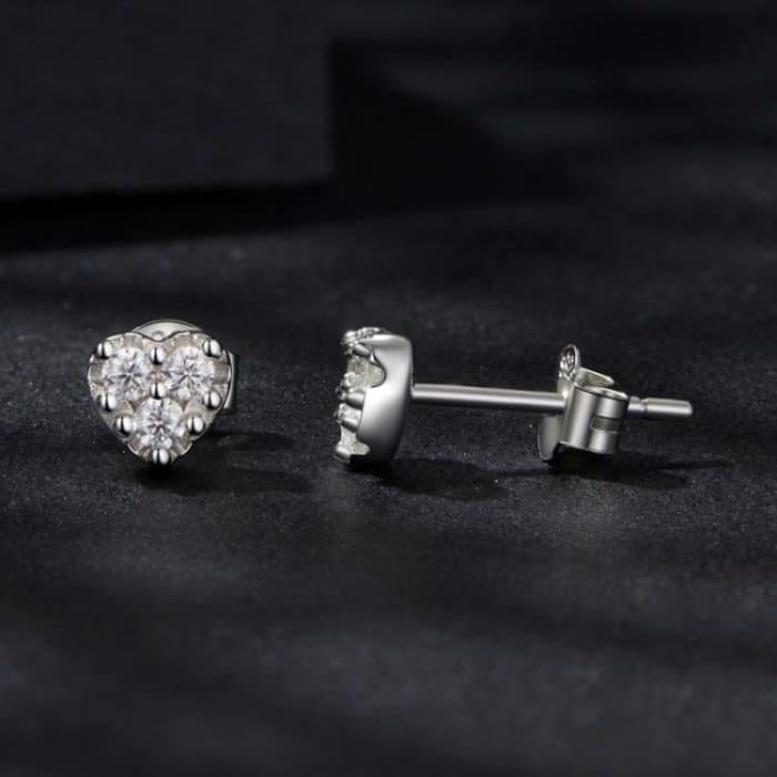 S925 Sterling Silber Herz Glänzende Moissanite Ohrringe – Bild 2