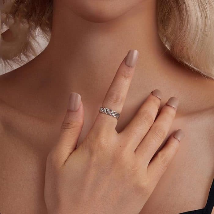 S925 Sterling Silber Platinierter geflochtener Hohlring – Bild 5