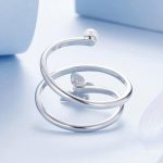 S925 Sterling Silber Platinierter mehrschichtiger verstellbarer Ring mit Schmetterlingswicklung – Bild 3