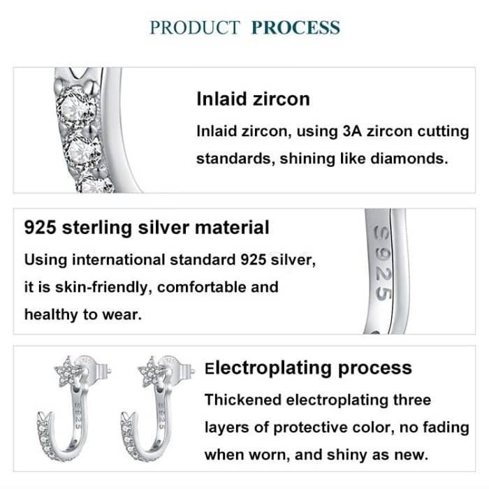 S925 Sterling Silber Platin-Plattierte Meteor Ohrringe Stern Ohrringe – Bild 5