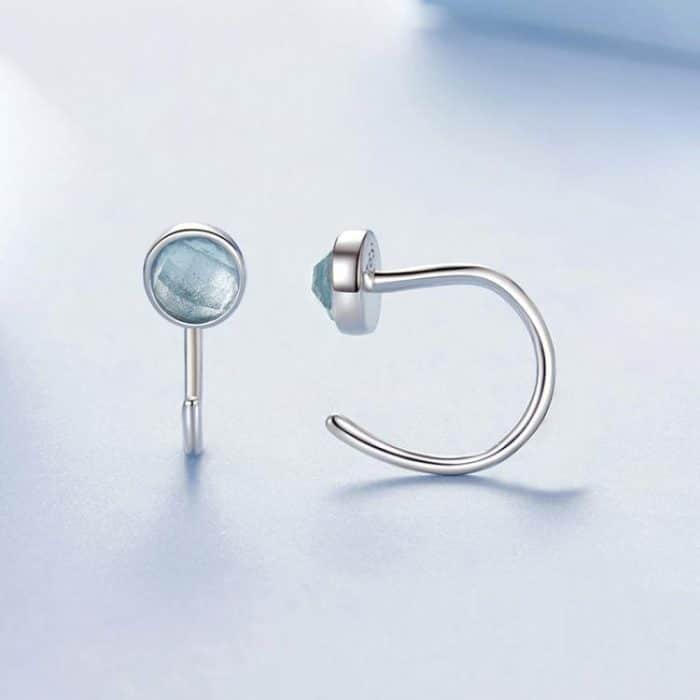 S925 Sterling Silber Platinierter Blauer Spike Ohrhaken – Bild 2