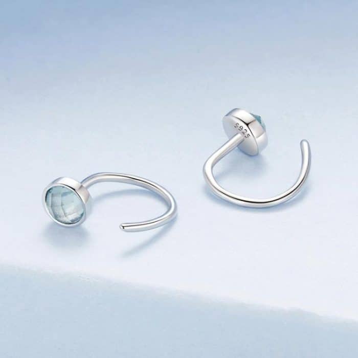 S925 Sterling Silber Platinierter Blauer Spike Ohrhaken – Bild 4