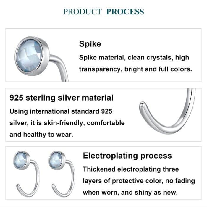 S925 Sterling Silber Platinierter Blauer Spike Ohrhaken – Bild 5