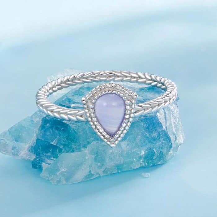 S925 Sterling Silber Platinierter Achat Hauptsteinring – Bild 2