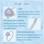 S925 Sterling Silber Platinierter Achat Hauptsteinring – Bild 3