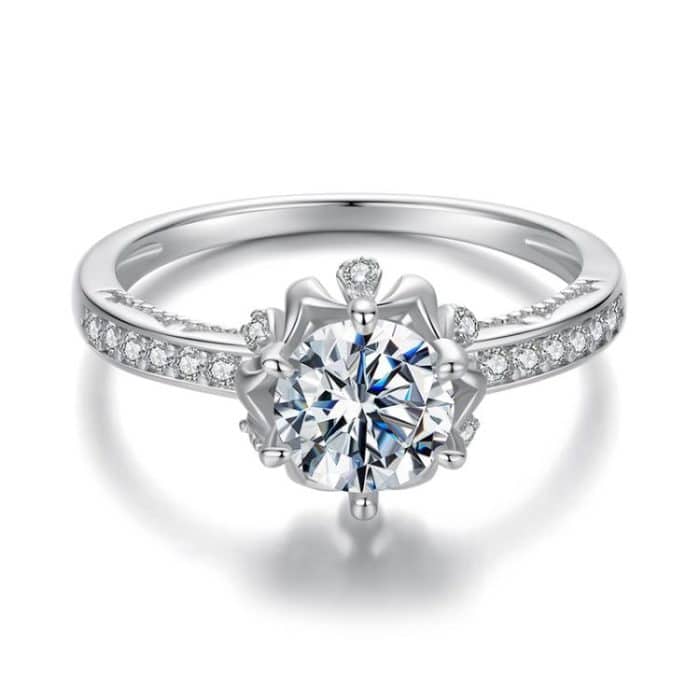 S925 Sterling Silber Moissanit Knospe eingelegter Zirkon Ring – Bild 1