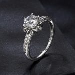 S925 Sterling Silber Moissanit Knospe eingelegter Zirkon Ring – Bild 2