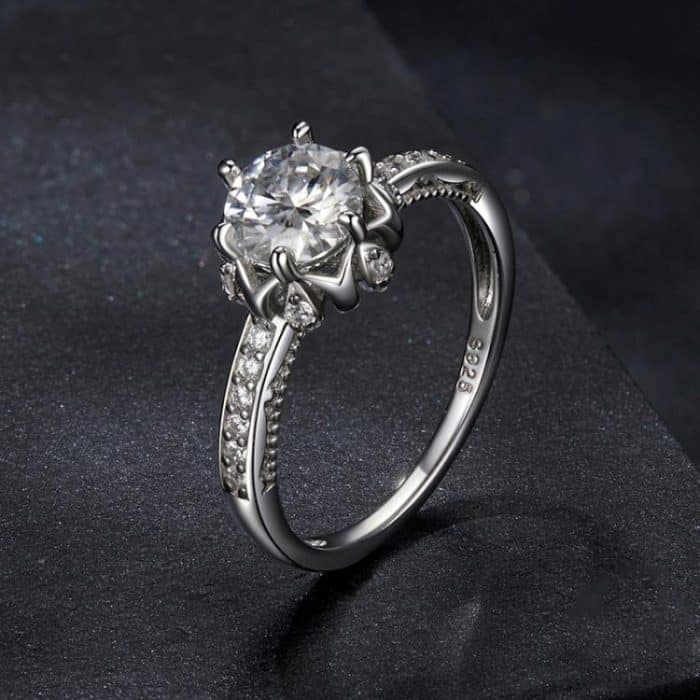 S925 Sterling Silber Moissanit Knospe eingelegter Zirkon Ring – Bild 2