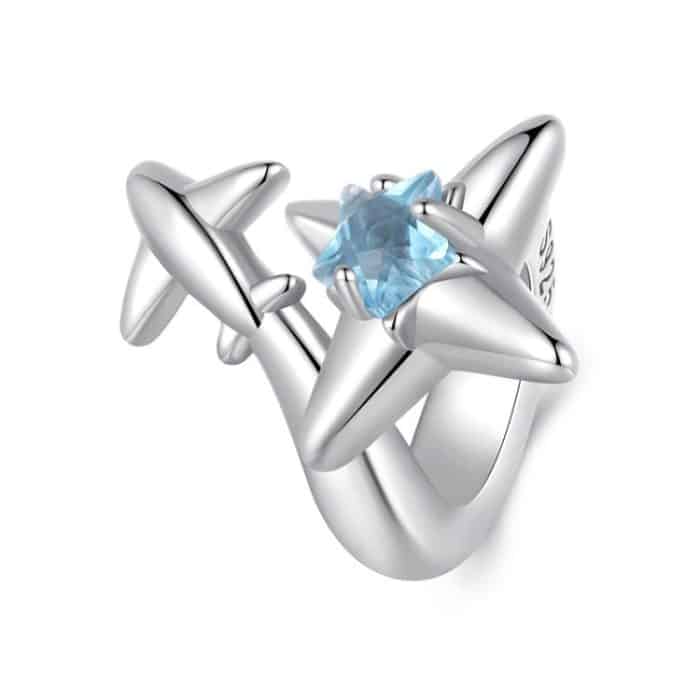 S925 Sterling Silber Oxidierte Flugzeug Starburst DIY Perlen – Bild 1