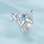 S925 Sterling Silber Oxidierte Flugzeug Starburst DIY Perlen – Bild 2