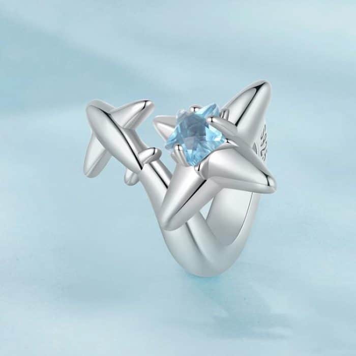 S925 Sterling Silber Oxidierte Flugzeug Starburst DIY Perlen – Bild 2