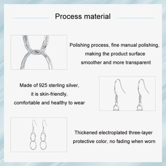 S925 Sterling Silber Platinierte lange Creolen – Bild 4