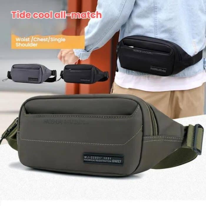 HAOSHUAI Herren Outdoor Laufgürteltasche Lässige Brusttasche Umhängetasche – Bild 2