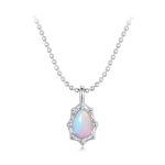 S925 Sterling Silber Platinierte Fantasy Aurora Opal Halskette