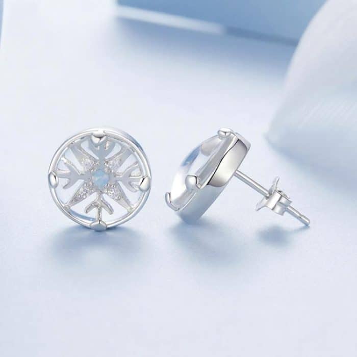 S925 Sterling Silber Platinierte Weihnachtskristallkugel-Schneeflockenohrringe – Bild 3