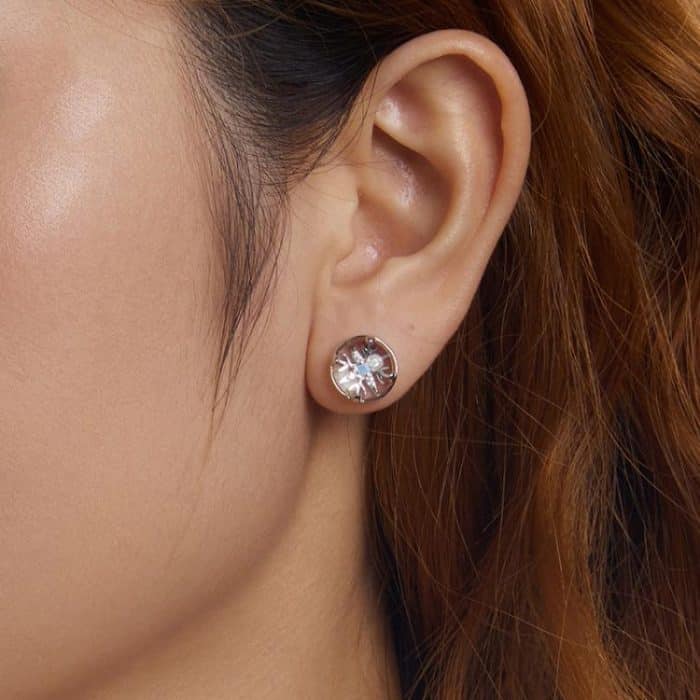 S925 Sterling Silber Platinierte Weihnachtskristallkugel-Schneeflockenohrringe – Bild 6