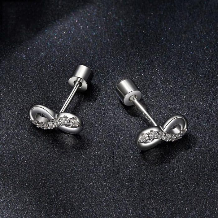 S925 Sterling Silber Glänzende Moissanite Ohrringe Infinity Symbol Ohrringe – Bild 3