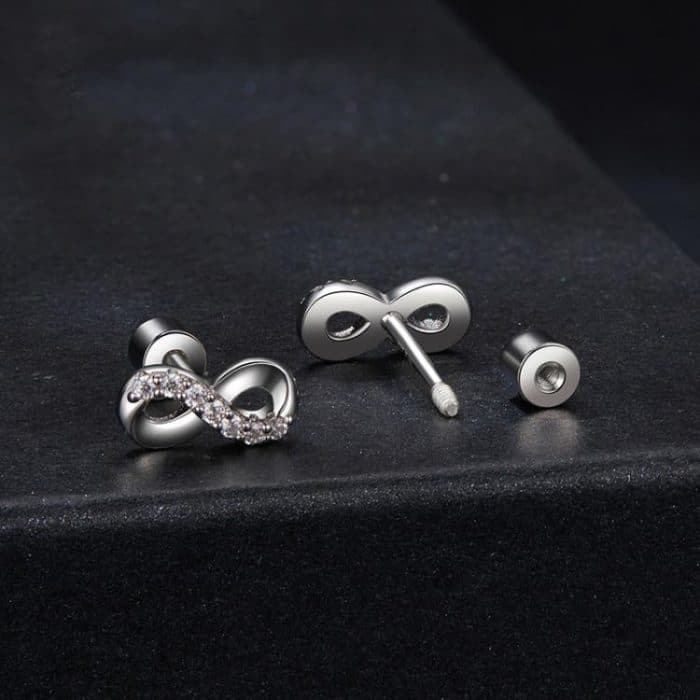 S925 Sterling Silber Glänzende Moissanite Ohrringe Infinity Symbol Ohrringe – Bild 4