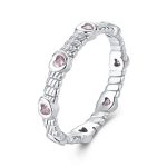 S925 Sterling Silber Platin Herz Twist Muster Zirkon Ring