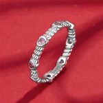 S925 Sterling Silber Platin Herz Twist Muster Zirkon Ring – Bild 3