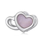 S925 Sterling Silber Platinierte rosa Herz DIY Perlen