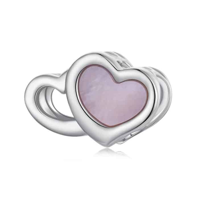 S925 Sterling Silber Platinierte rosa Herz DIY Perlen – Bild 1