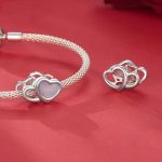 S925 Sterling Silber Platinierte rosa Herz DIY Perlen – Bild 4