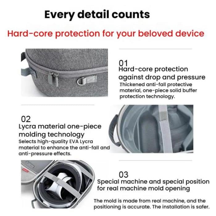Für die tragbare schützende Aufbewahrungstasche für PlayStation VR2, Handbag Dark Gray, Handbag Black, Shoulder Strap Dark Gray, Shoulder Strap Black – Bild 4